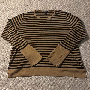 Eileen Fisher Black and Tan Striped Top